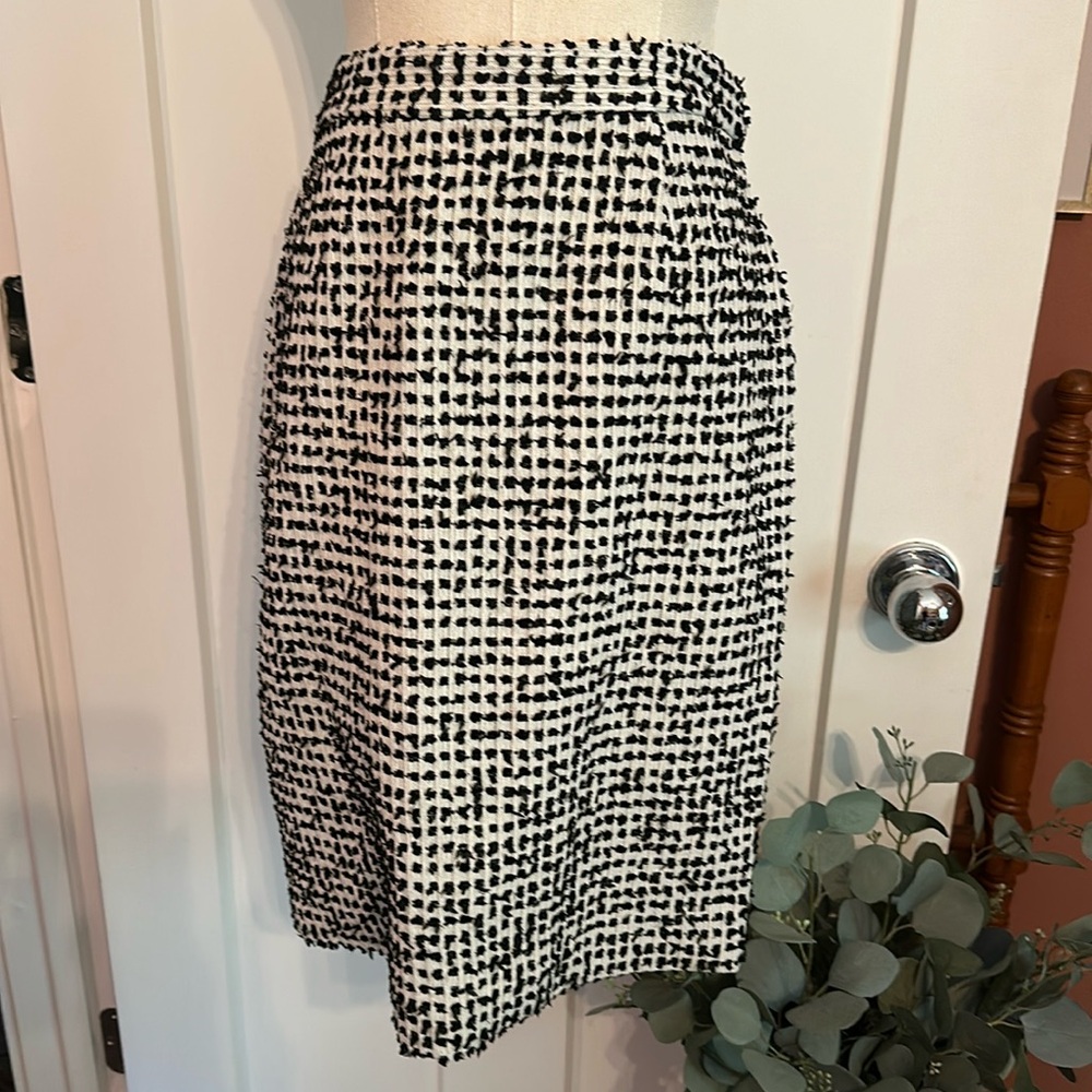 Thakoon black & off white wool blend textured zipper pencil lined 8 mini skirt